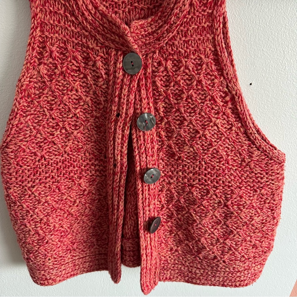 Free People Coral Marled Knit Button-Up Vest - Picture 2 of 6
